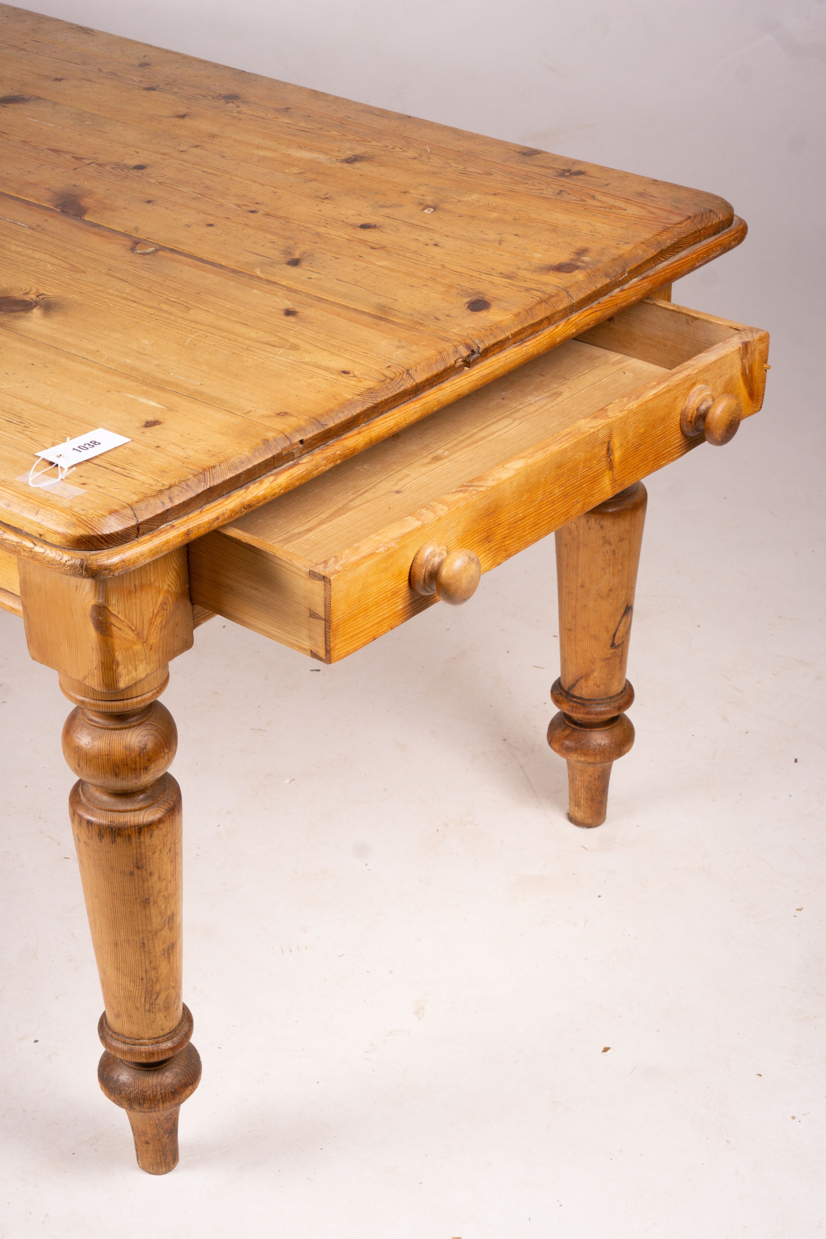 A Victorian rectangular pine two drawer kitchen table, width 138cm, depth 90cm, height 73cm